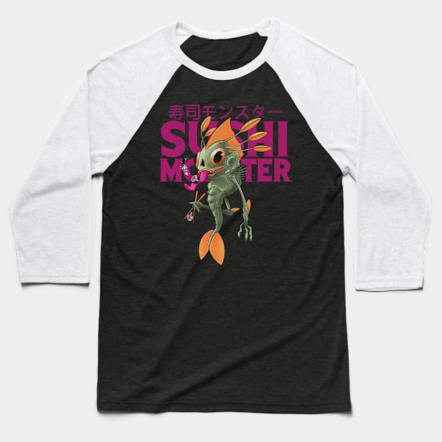 Sushi Monster Baseball T-Shirt by ppmid